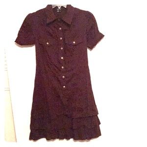 XOXO Brown snap front dress with ruffled bottom